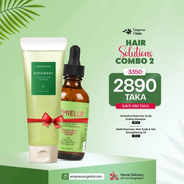 Hair Combo 2 (AROMATICA Rosemary Shampoo + Mielle Rosemary Mint Scalp & Hair Strengthening Oil)